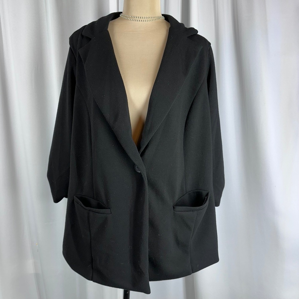 Torrid Black Single Button Blazer Jacket 3/4 Sleeve Modal Blend Plus Size 2